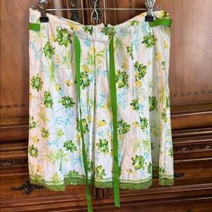 Body Central A-Line Skirt - Green and White Floral